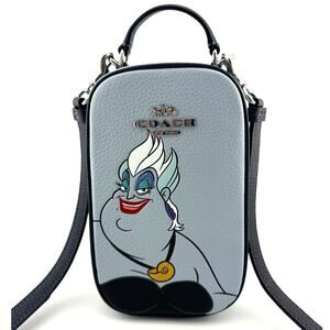 Disney X Coach Eva Phone Crossbody With Ursula Motif Ice Blue Multi CC325